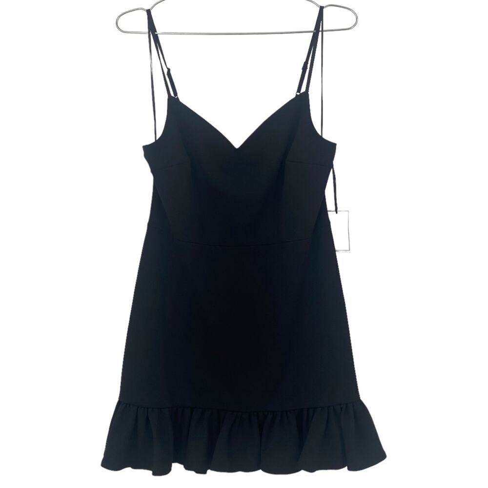 1.STATE Black Sugar Plum Dress Ruffle Hem Adjustable Straps NWT Size 10 - Picture 4 of 8